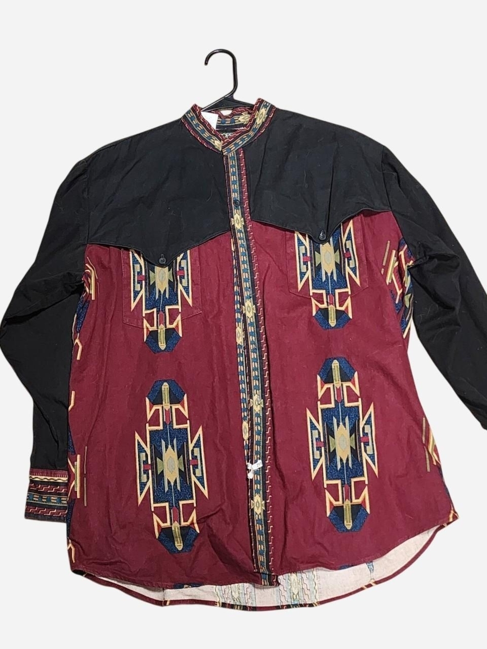 Roper Black and Burgundy Southwestern Print Western Shirt